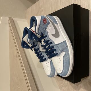 Nike Air Jordan 1 Mid "White/University Blue/Grey" 26cm