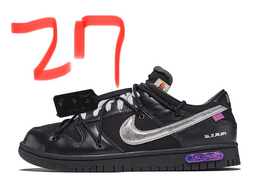 Off Ho Wight x Nike Dunk Low 1 OF 50 "Black 50" 27cm