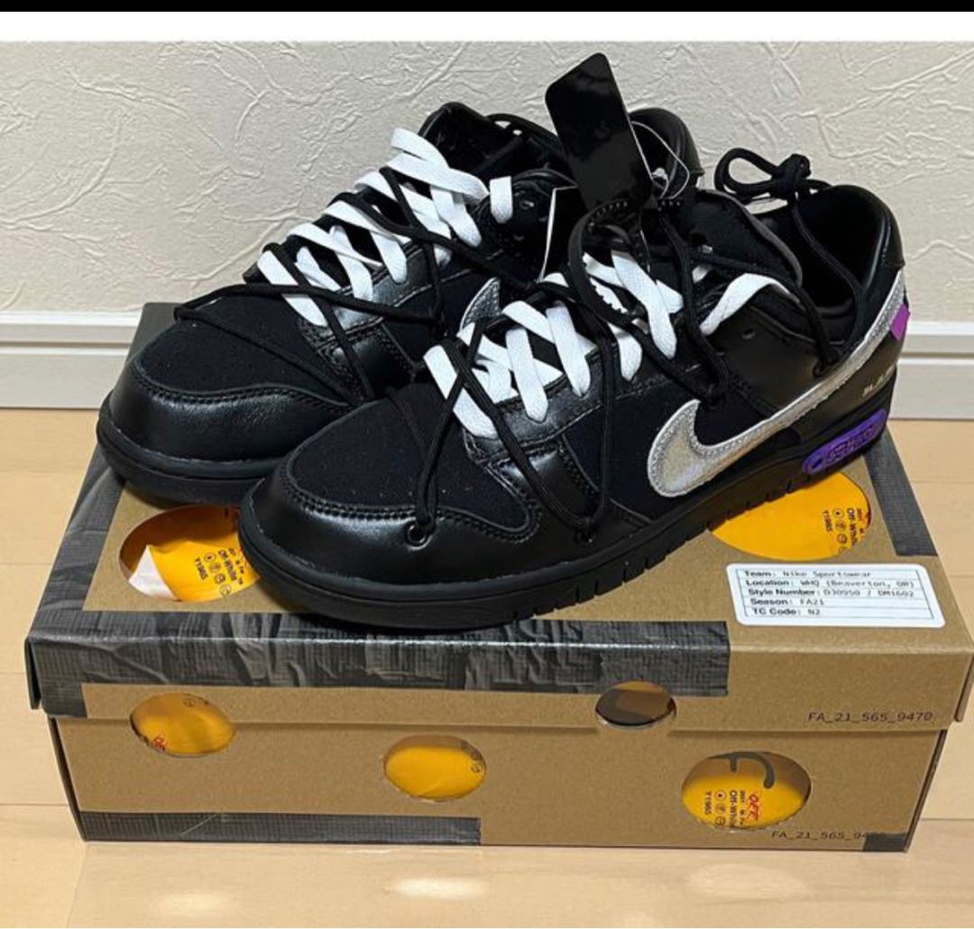 Off Ho Wight x Nike Dunk Low 1 OF 50 "Black 50" 27cm