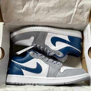 【27cm】NIKE WMNS Air Jordan 1 Low Grey and Blue 27cm