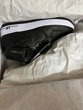 Stussy × Nike Air Force 1 Mid "Black/Black" 26cm