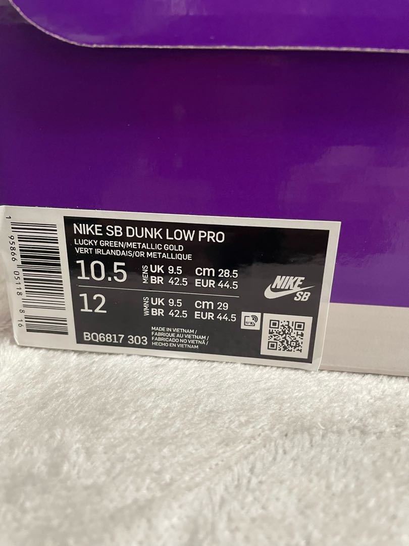 Nike SB Dunk Low Pro "St. Patrick" Chansey Green/Metallic GoldChansey Green BQ6817-303 28.5cm