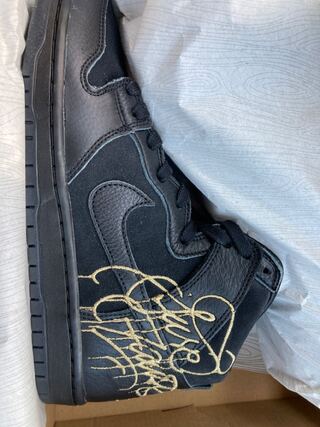 Faust × Nike SB Dunk High "Black and Metallic Gold" 26.5cm 26.5cm