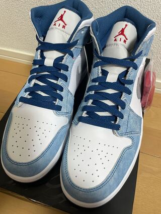 28cm ナイキ エアジョーダン1 ミッド " ホワイト/ユニバーシティーブルー/グレー"  28cm