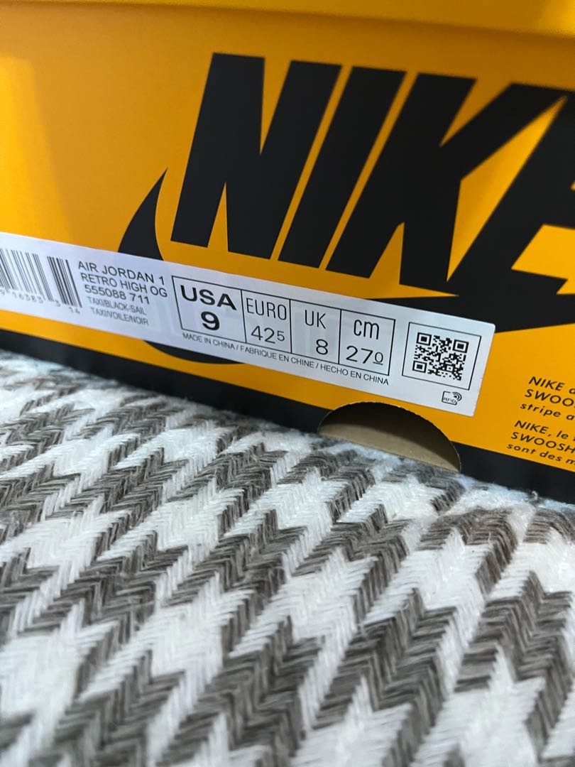 Nike Air Jordan 1 Retro High Og "Yellow Toe" Black/Taxi HoWight 555088-711 27cm