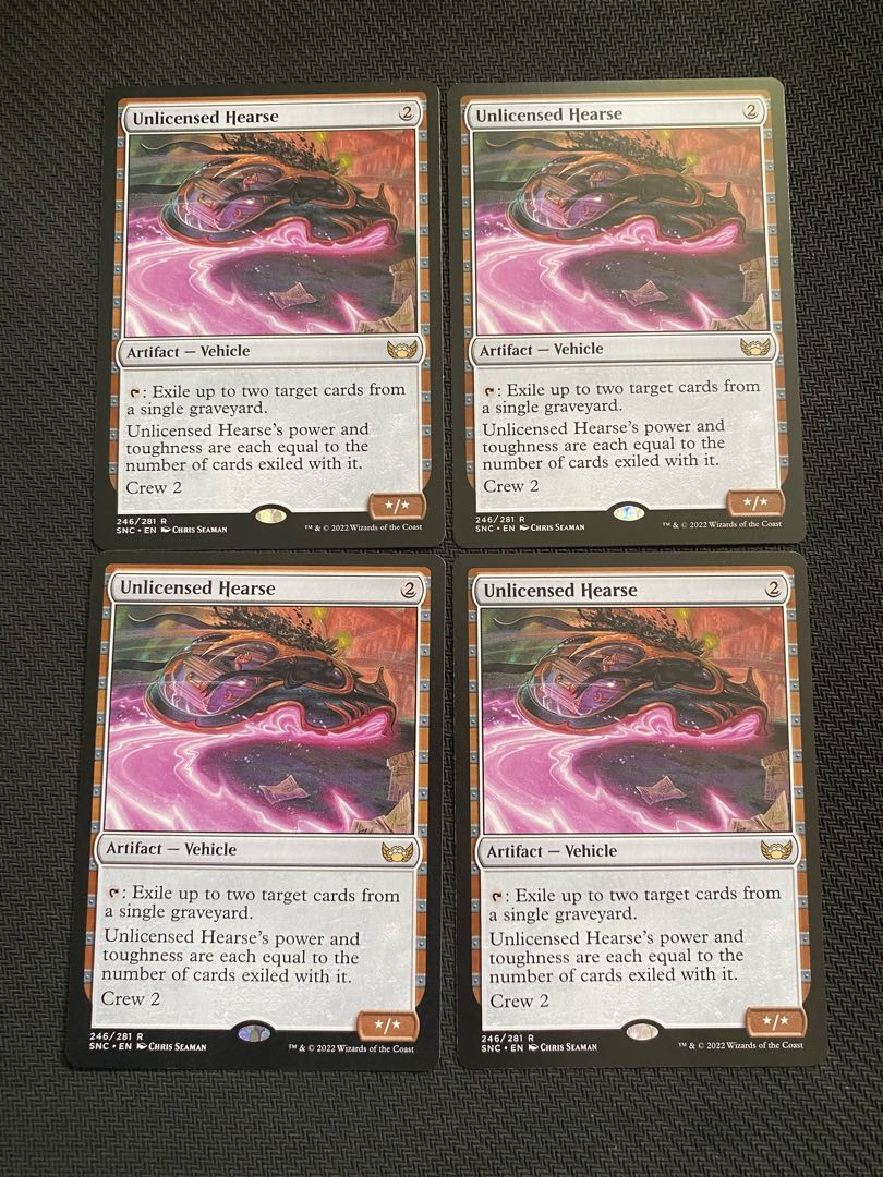 mtg unauthorized hearse, 2 English language plates.