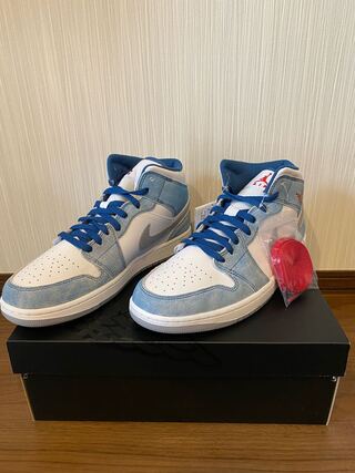 Nike Air Jordan 1 Mid "White/University Blue/Grey" 27.5cm
