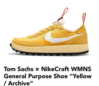 トムサックス × ナイキクラフト ウィメンズ ジェネラル パーパス シュー "イエロー / アーカイブ" ダークサルファー/ホワイト-ライトクリーム DA6672-700 25cm