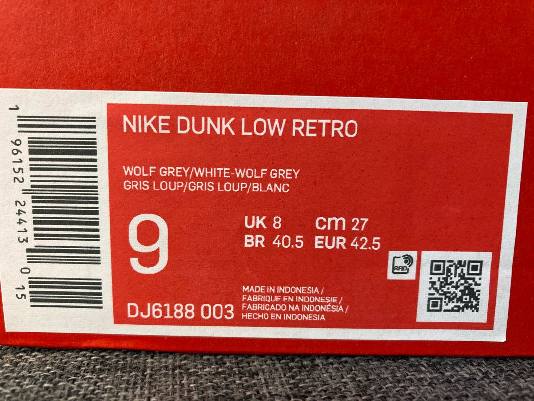 27.0 Nike Dunk Low "Grey and White" 27cm
