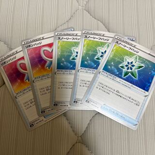 Set of 2 ribbon badges and 3 snow leaf badges