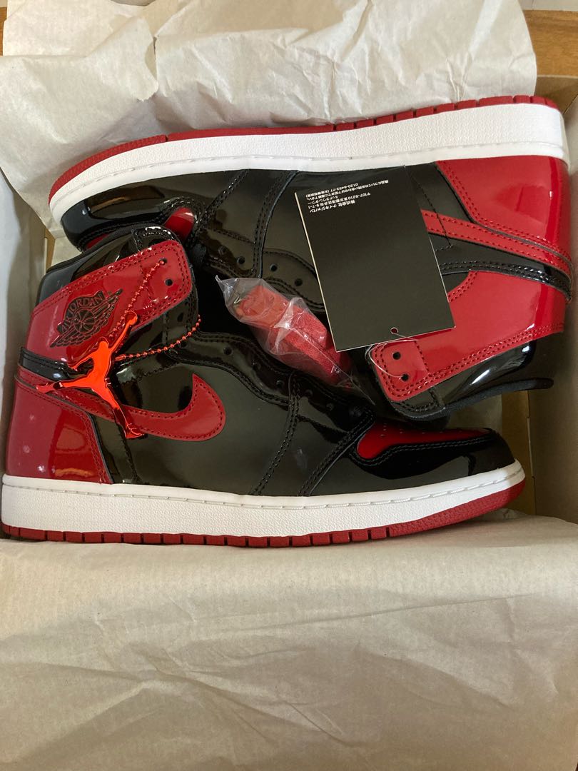 Nike Air Jordan 1 Retro High Og "Bread Patent" Black/HoWight Varsity Red 555088-063 26.5cm