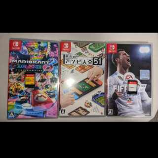 早い物勝ち Switch ソフト+ケース箱 マリオメーカー2 マリオカート FIFA アソビ大全 作動確認済み