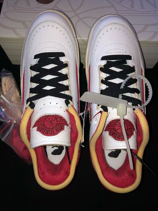 Off-White × Nike Air Jordan 2 Low "White and Varsity Red" 25cm