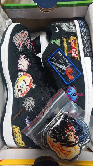 ネックフェイス × ナイキ SB ダンク ロー "ブラック" ブラック/ホワイト/マルチカラー DQ4488-001 27cm