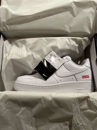 シュプリーム × ナイキ エアフォース1 ロー "ホワイト" ホワイト/ホワイト CU9225-100 24cm