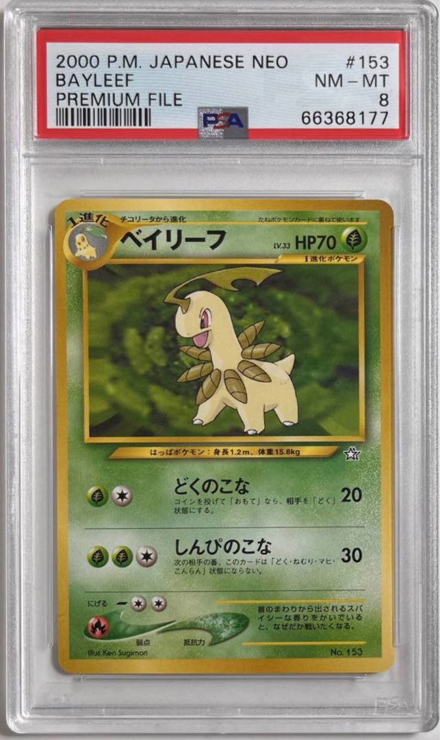 Pokémon Card Bayleef Bayleef PSA 8 Neo Neo Premium File Premium File