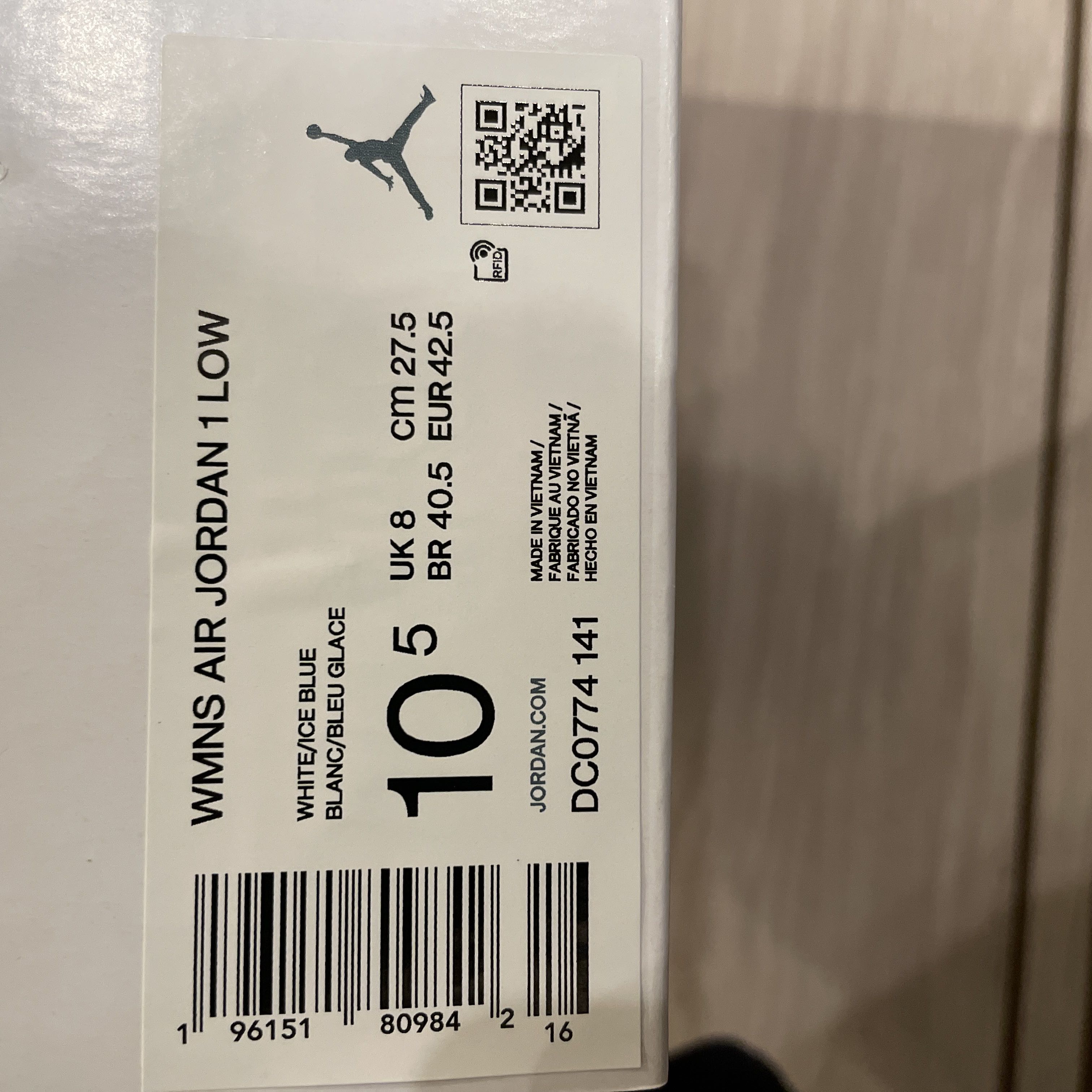 Nike Women's Air Jordan 1 Low "Aluminum" Ice Snubbull/Ho Wight DC0774-141 27.5cm