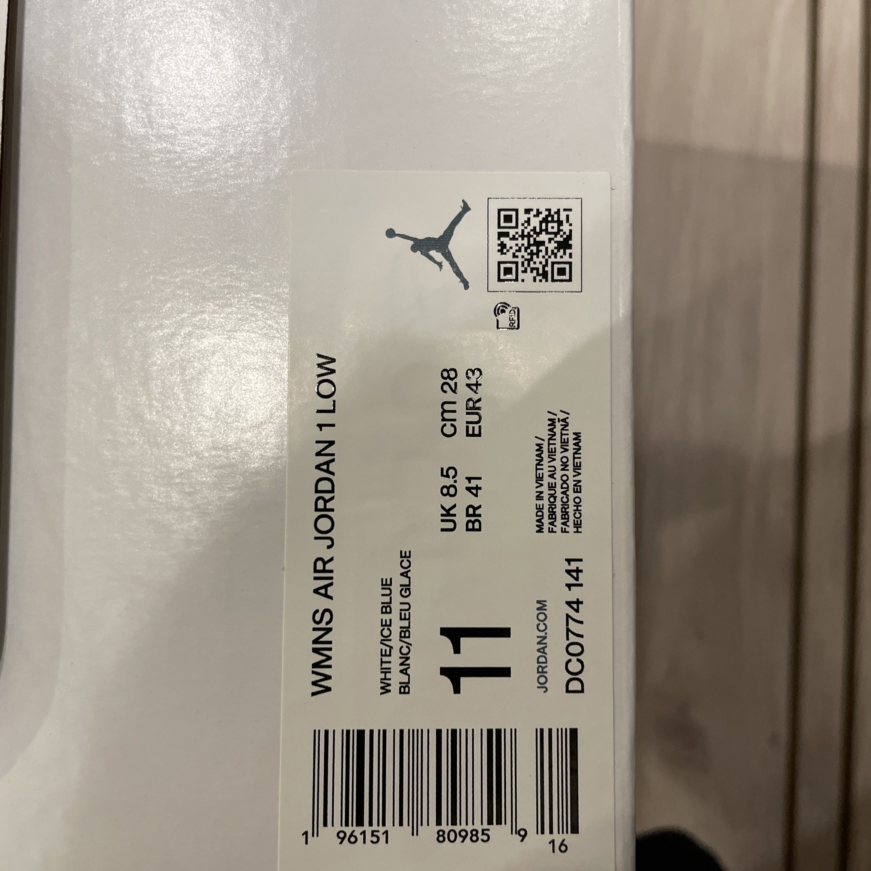 Nike Women's Air Jordan 1 Low "Aluminum" Ice Snubbull/Ho Wight DC0774-141 28cm