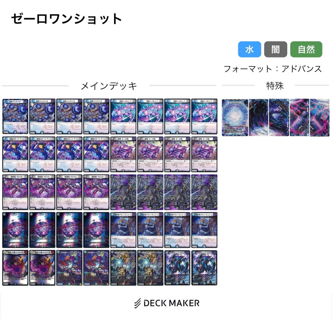 Blue-Black Zero-One-Shot Deck