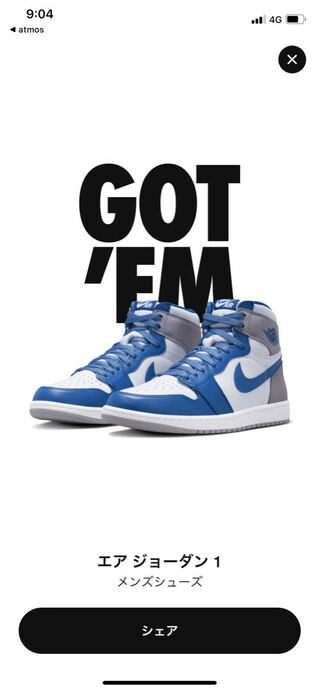 ナイキ エアジョーダン1 ハイ OG "トゥルーブルー" トゥルーブルー/ホワイト/セメントグレー DZ5485-410 27.5cm