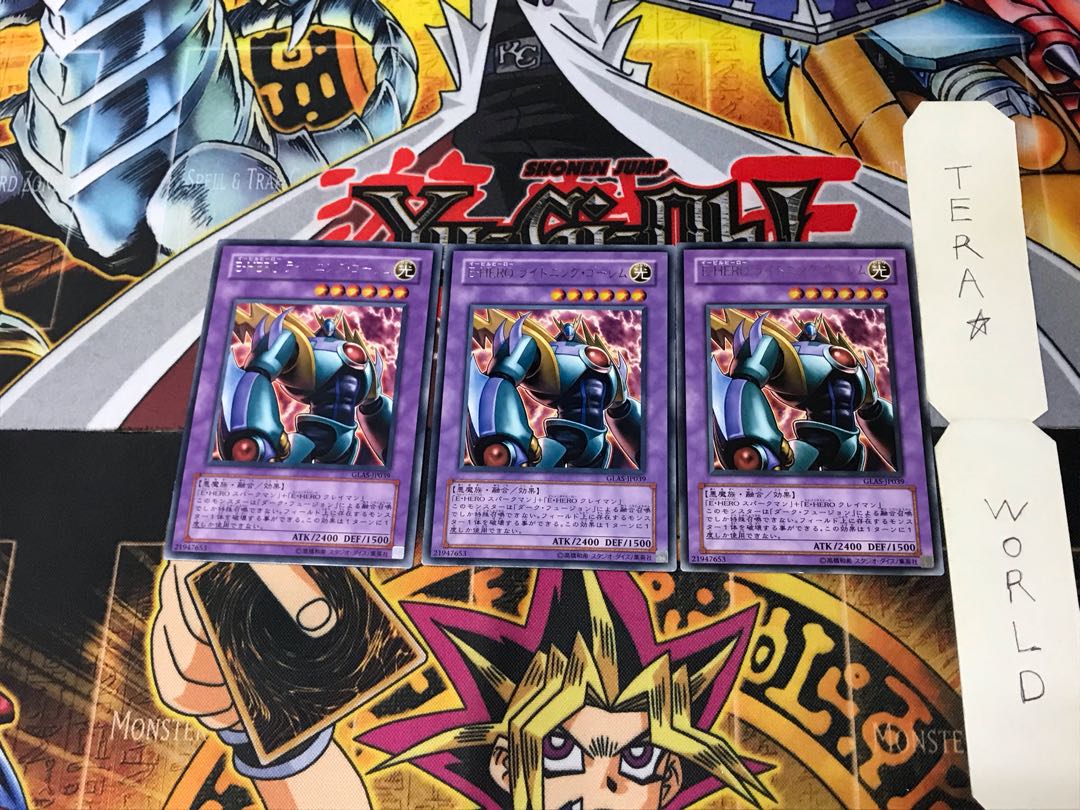 Evil HERO Lightning Golem GLAS 2 Rare Set of 3 Tera