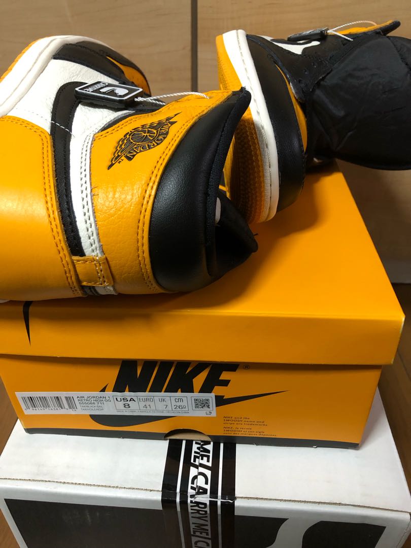 ナイキ エアジョーダン1 レトロ ハイ Og "イエロー トゥ" ブラック/タクシーホワイト 555088-711 26cm