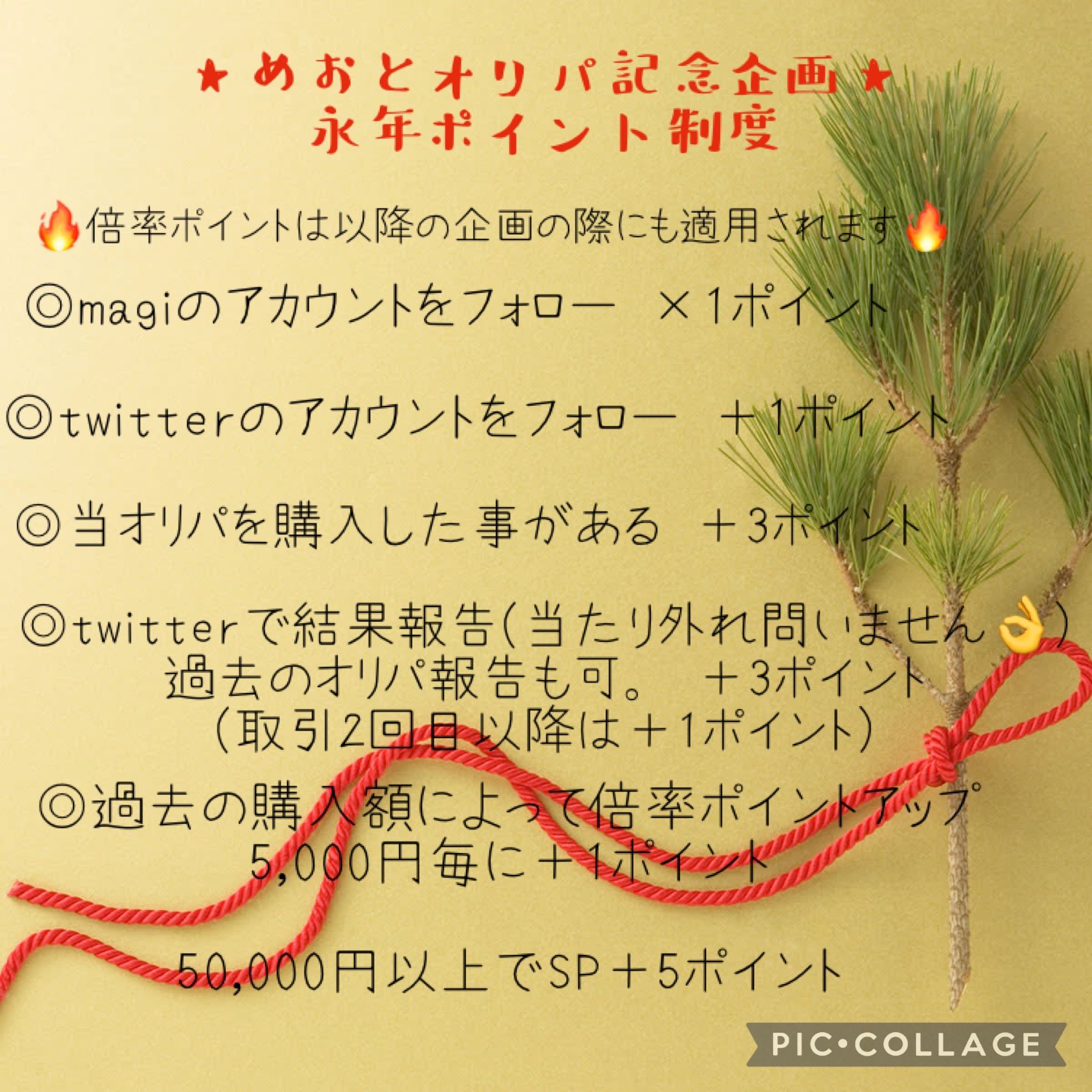 謹賀新年　めおとオリパ特製　福袋企画