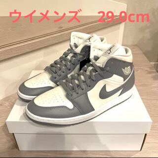 Nike Women's Air Jordan 1 Mid "Grey/Sail/Stealth/HoWight" BQ6472-115 29cm