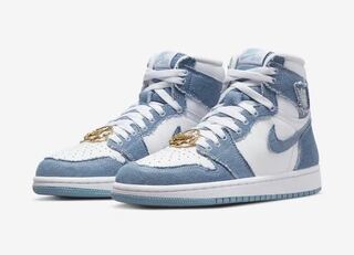 Nike Women's Air Jordan 1 Retro High Og "Denim" Ho Wight/Warn Snubbull Metallic Gold DM9036-104 26.5cm