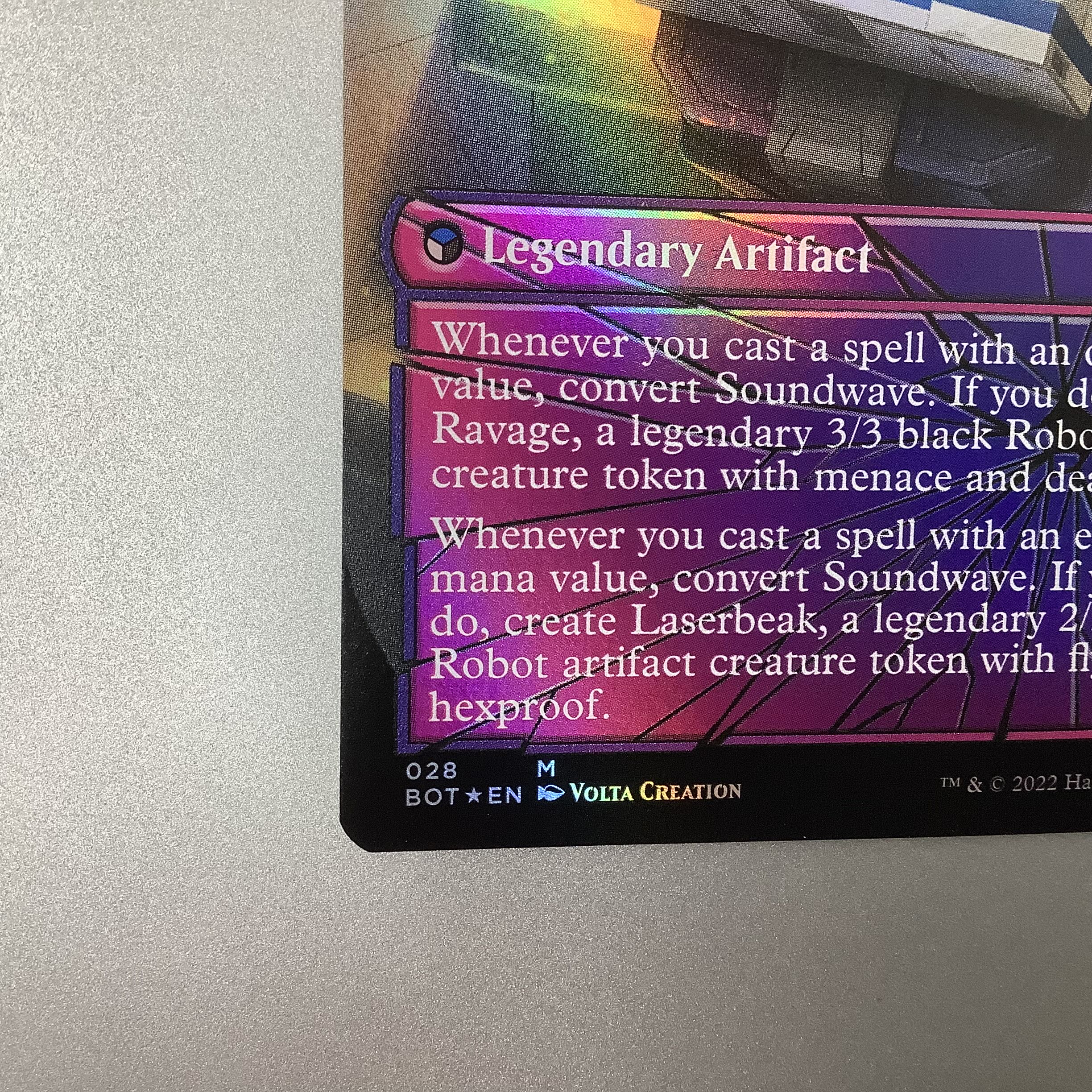 (美品)音波のスパイ、サウンドウェーブ/Soundwave, Sonic Spy/上級隊長、サウンドウェーブ/Soundwave, Superior Captain ボーダーレス シャッタードグラス Foil BOD