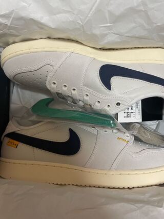 Union x Nike Air Jordan 1 Low KO "Sail Leather" Sail/Muslin/Slate Warrior Rural Grey DZ4864-100 27.5cm