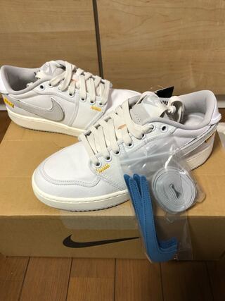 Union x Nike Air Jordan 1 Low KO "Ho Wight Canvas" Ho Wight/Sail/University Gold/Slate Warrior Ral Gray DO8912-101 25cm