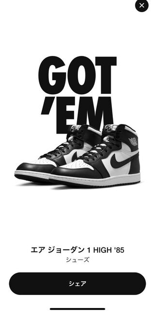 Nike Air Jordan 1 High '85 "Black/Summit Ho Wight" BQ4422-001 27cm