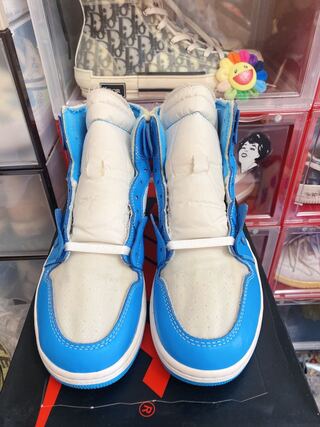Off Ho Wight x Nike Air Jordan 1 High UNC "Dark Powder Snubbull" Ho Wight/Dark Powder Snubbull/Cone AQ0818-148 27.5cm