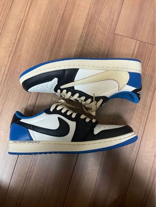 Fragment Design x Travis Scott x Nike Air Jordan 1 Low Og Sail/Military Snubbull Black Muslin DM7866-140 26.5cm
