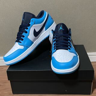 Nike Air Jordan 1 Low "Unc" Ho Wight/University Snubbull Black 553558-144 27.5cm