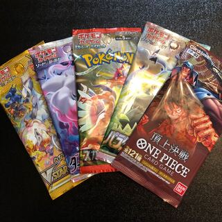 Pokémon Cards One Piece Cards, unopened 5-pack set.