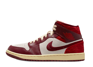 Nike Women's Air Jordan 1 Mid SE "Tiki Leaf" Team Red/Sail/Muslin/University Red DZ2820-601 30cm