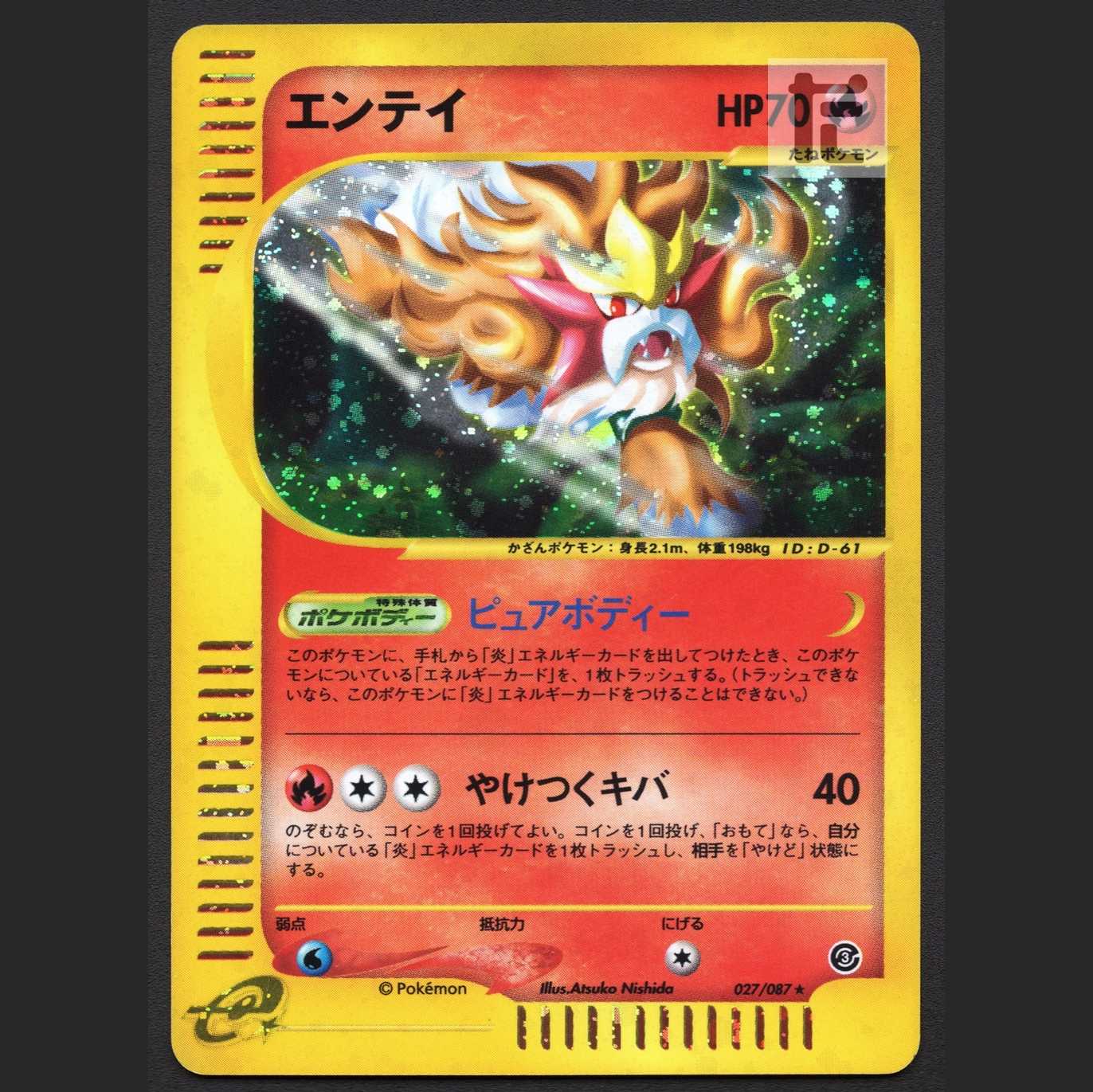 Entei Kira [Plaid] Pokémon Card e/Control: MP4346
