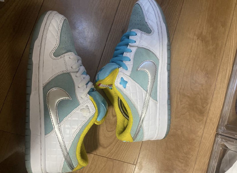 Ftc x Nike SB Dunk Low Pro "Sento" Ho Wight/Lagoon Pulse Metallic Silver Speed Lightning Yellow DH7687-400 27.5cm