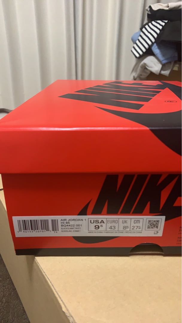 Nike Td Air Jordan 1 High '85 "Black/Summit Ho Wight" DV3655-001 27.5cm