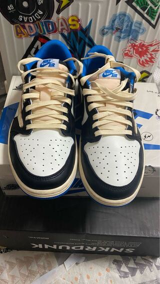 フラグメント デザイン × トラヴィス・スコット × ナイキ エアジョーダン 1 ロー Og セイル/ミリタリー ブルーブラックモスリン DM7866-140 27.5cm