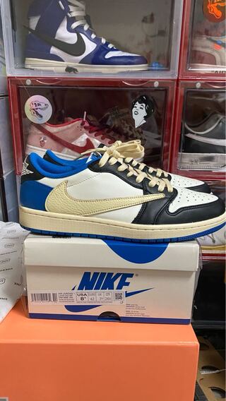 Fragment Design x Travis Scott x Nike Air Jordan 1 Low Og Sail/Military Snubbull Black Muslin DM7866-140 26.5cm