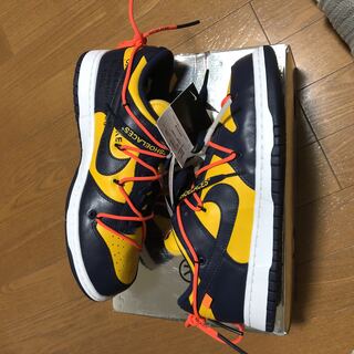 OFF-WHITE × NIKE DUNK LOW UNIVERSITY GOLD/MIDNIGHT NAVY/WHITE 28cm