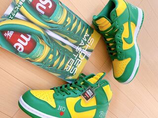 Supreme x Nike SB Dunk High By Any Means "Brazil" 28.5cm