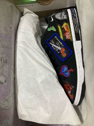 25cm Neck face x Nike SB Dunk Low "Black/White/Multi Color" 25cm