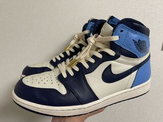 Nike Air Jordan 1 Retro High Og Sail/Obsidian University Snubbull 555088-140 28cm