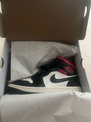 Nike Women's Air Jordan 1 Mid "Black" Black/Sail/Gym Red BQ6472-061 27.5cm