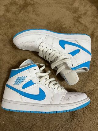 Nike Women's Air Jordan 1 Mid "Unc" Ho Wight/Dark Powder Snubbull Ho Wight BQ6472-114 26.5cm