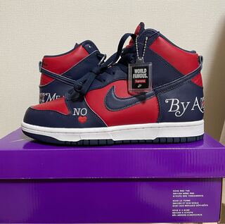 Supreme × Nike SB Dunk High By Any Means "Red/Navy-White" 27.5cm